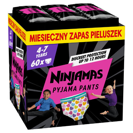 Pampers Ninjamas Pyjama-Hose, Windeln für Mädchen, 4-7 Jahre, 17-30 kg, 60 Stück