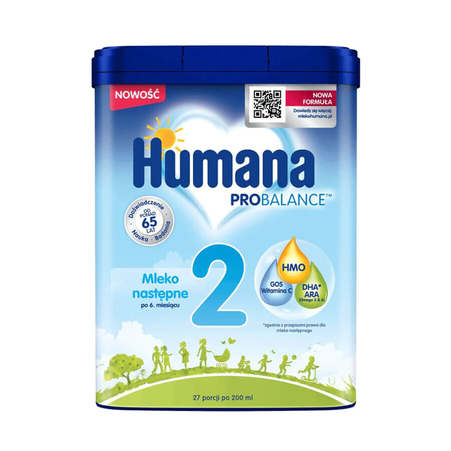 Humana ProBalance 2 set, leche de seguimiento, después de 6 meses, 2 x 750 g + Benelife Vitamina D3, 5,5 ml gratis