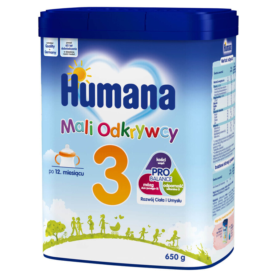 Set Humana 3 Mali Explorers, bebida de leche en polvo, después de 12 meses, 2 x 650 g + toallitas húmedas, 56 unidades gratis