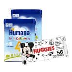 Humana 4 Set Pequeños Exploradores, leche en polvo, a partir de 24 meses, 2 x 650 g + toallitas húmedas, 56 gratis