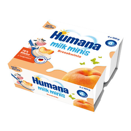 Humana Milk Minis Joghurt-Dessert mit Pfirsichgeschmack, nach 6 Monaten, 4 x 100 g