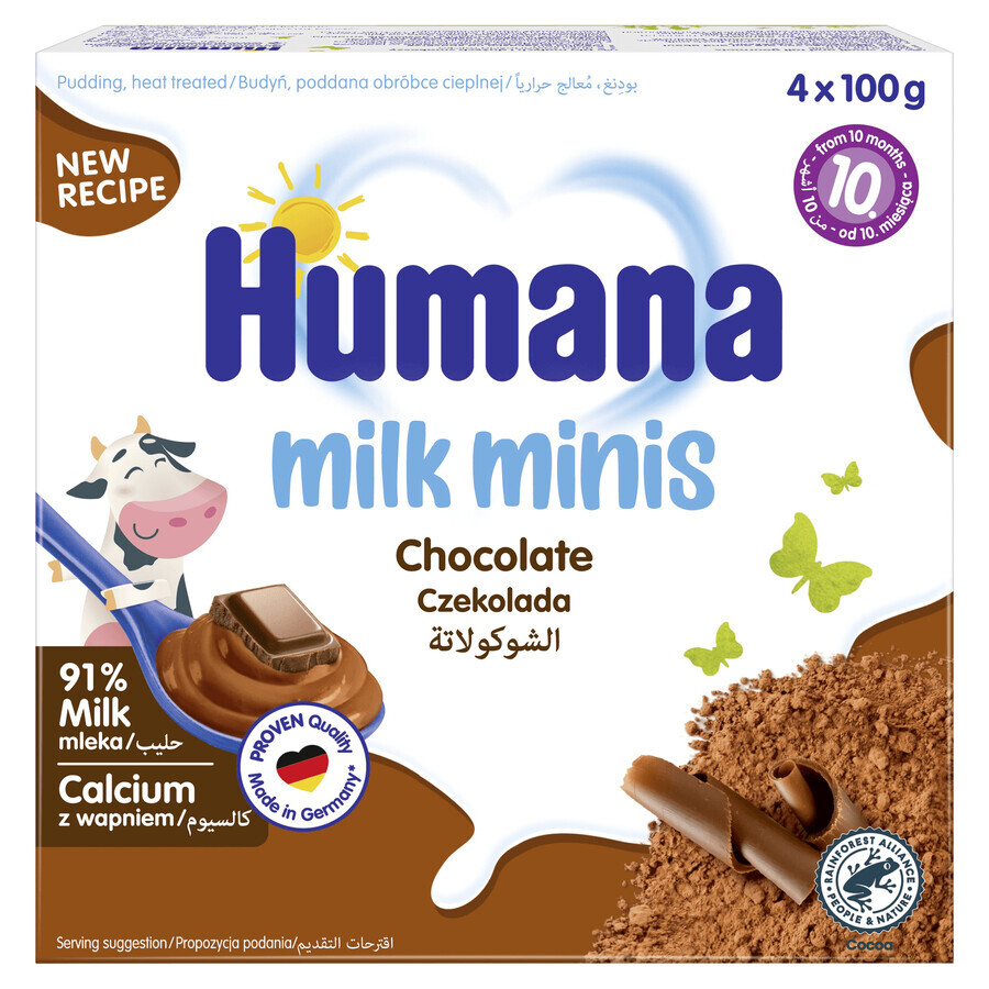 Humana Milk Minis Dessert, Schokoladenpudding, nach 10 Monaten, 4 x 100 g