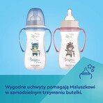 Canpol Babies Easy Start, anti-colic bottle, wide mouth, with handles, Bonjur Paris, blue, from 12 months, 300 ml