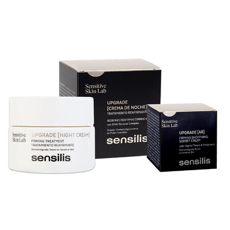 Sensilis Upgrade, crema de noche reafirmante y correctora de arrugas, 50 ml + Upgrade AR, crema sorbete reafirmante y calmante, 5 ml gratis