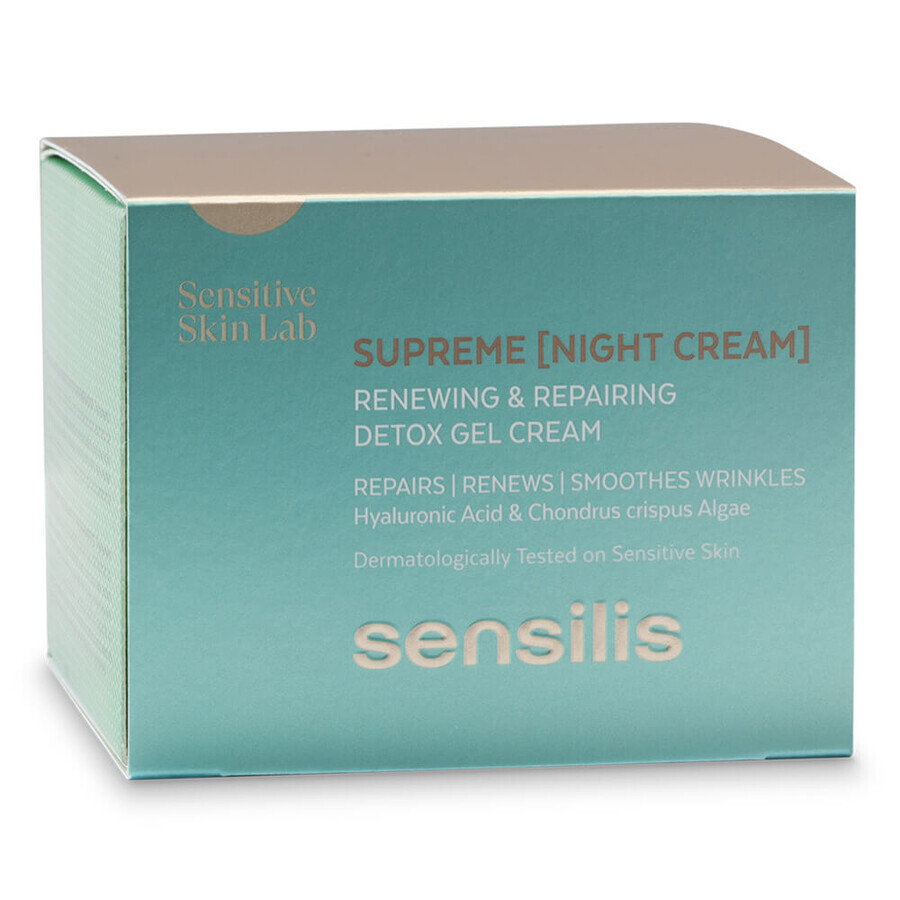 Sensilis Supreme, gel-crème de nuit réparateur et rajeunissant, 50 ml + Upgrade AR, crème sorbet raffermissante et apaisante, 5 ml gratuit