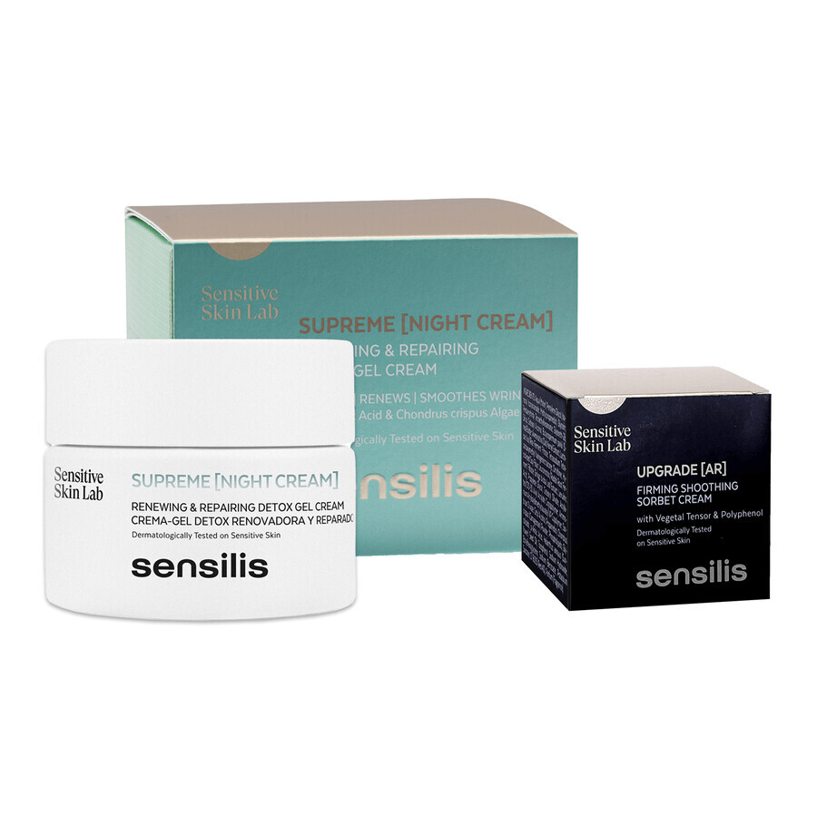 Sensilis Supreme, gel-crème de nuit réparateur et rajeunissant, 50 ml + Upgrade AR, crème sorbet raffermissante et apaisante, 5 ml gratuit