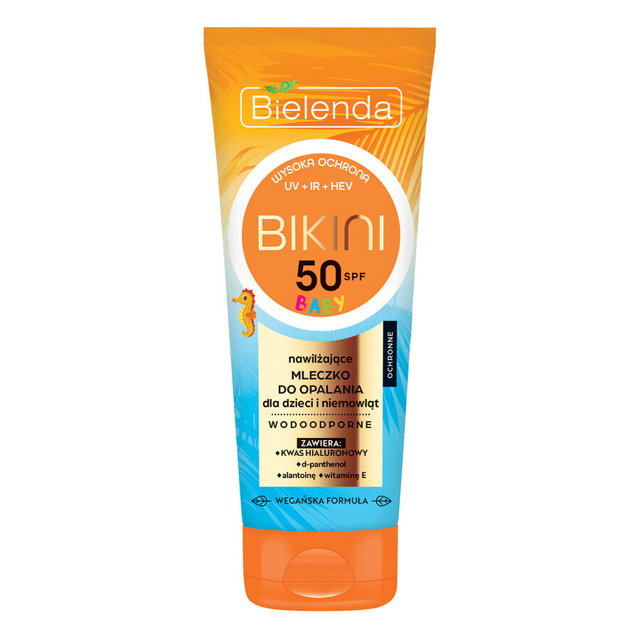 Bielenda Bikini Baby, feuchtigkeitsspendende Sonnenlotion für Kinder und Babys, wasserfest, SPF 50, 100 ml