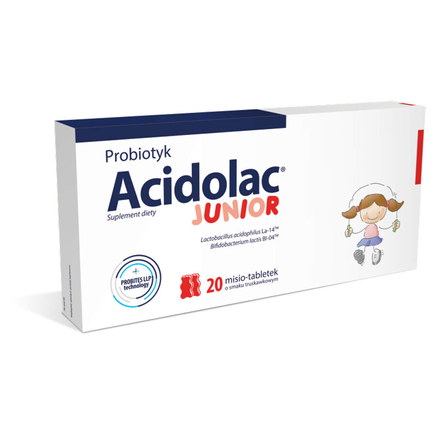 Acidolac Junior Set, für Kinder ab 3 Jahren, Erdbeergeschmack, 3 x 20 Teddybär-Tabletten