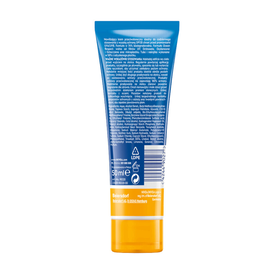 Nivea Sun, moisturizing face sunscreen with high protection, SPF 30, 50 ml