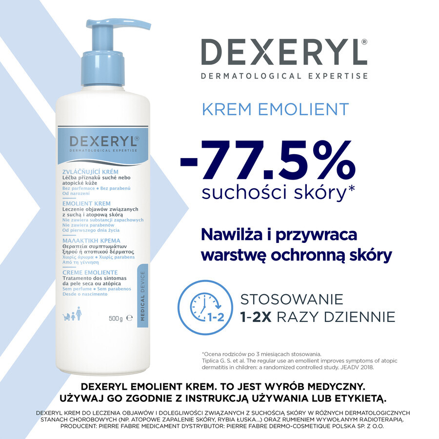 Dexeryl, lindernde Creme für trockene Haut, 500 g