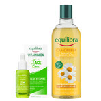 Set Equilibra Vitaminica, gotas faciales revitalizantes, 30 ml + Camomila, champú iluminador de manzanilla, 300 ml