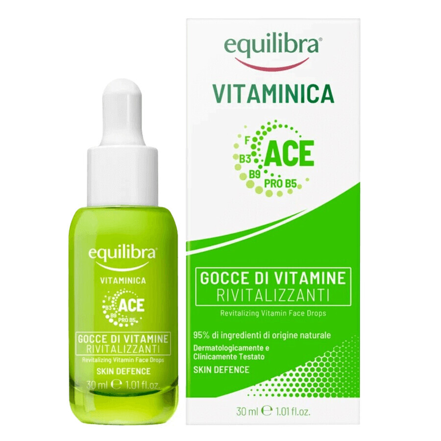 Set Equilibra Vitaminica, gotas faciales revitalizantes, 30 ml + Camomila, champú iluminador de manzanilla, 300 ml