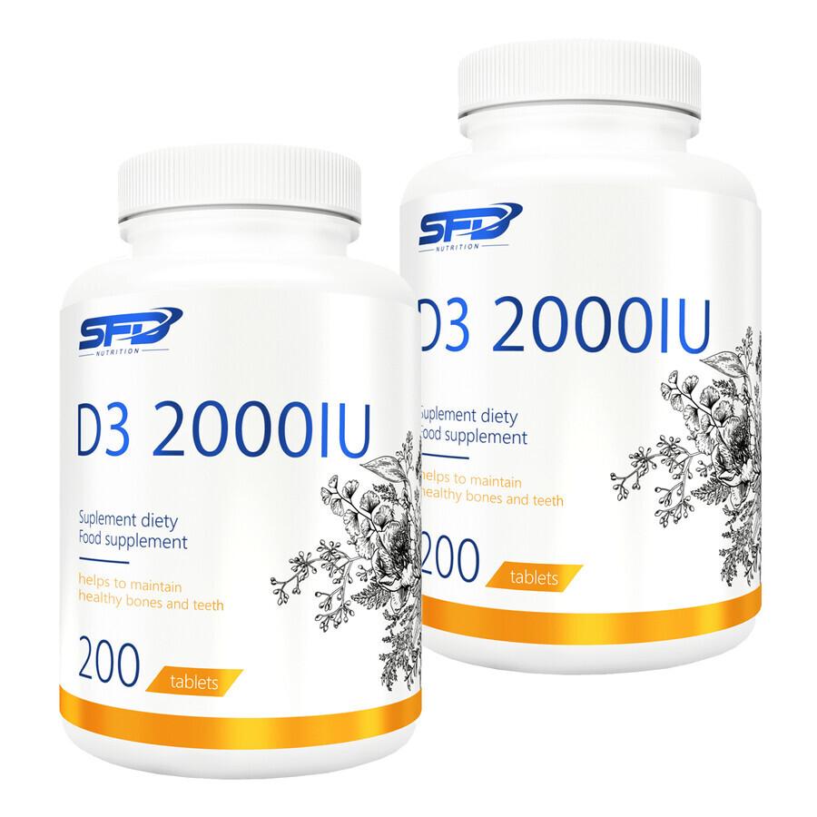 Set SFD D3 2000 IU, Vitamin D 50 µg, 2 x 200 Tabletten