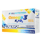 Allnutrition Omega 3 K2 + D3 set, ulei de pește 1000 mg + vitamina K 100 µg + vitamina D 2000 UI, 2 x 30 capsule