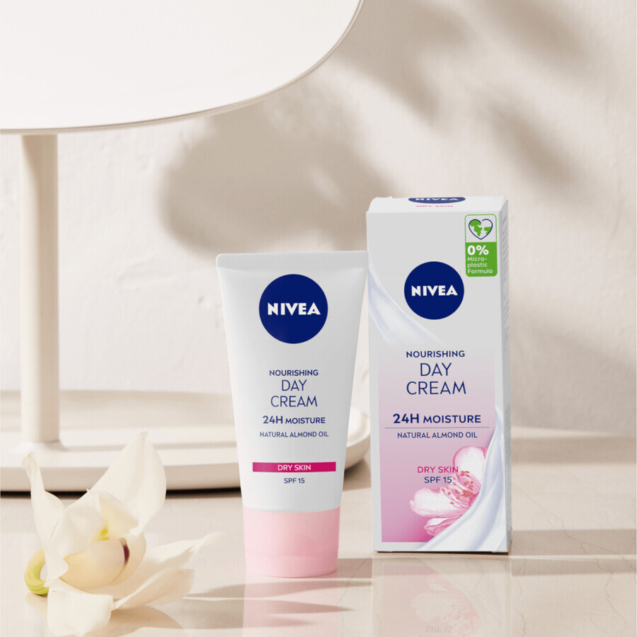 Nivea 24h Crema de día hidratante y nutritiva, piel seca y sensible, 50 ml