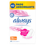 Always Sensitive, Damenbinden mit Flügeln, Größe 1, Normal, 40 Stück