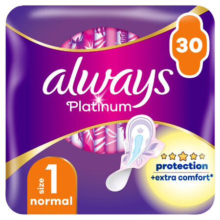 Always Platinum, Damenbinden mit Flügeln, Größe 1, Normal, 30 Stück