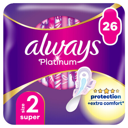 Always Platinum, Damenbinden mit Flügeln, Größe 2, Super, 26 Stück