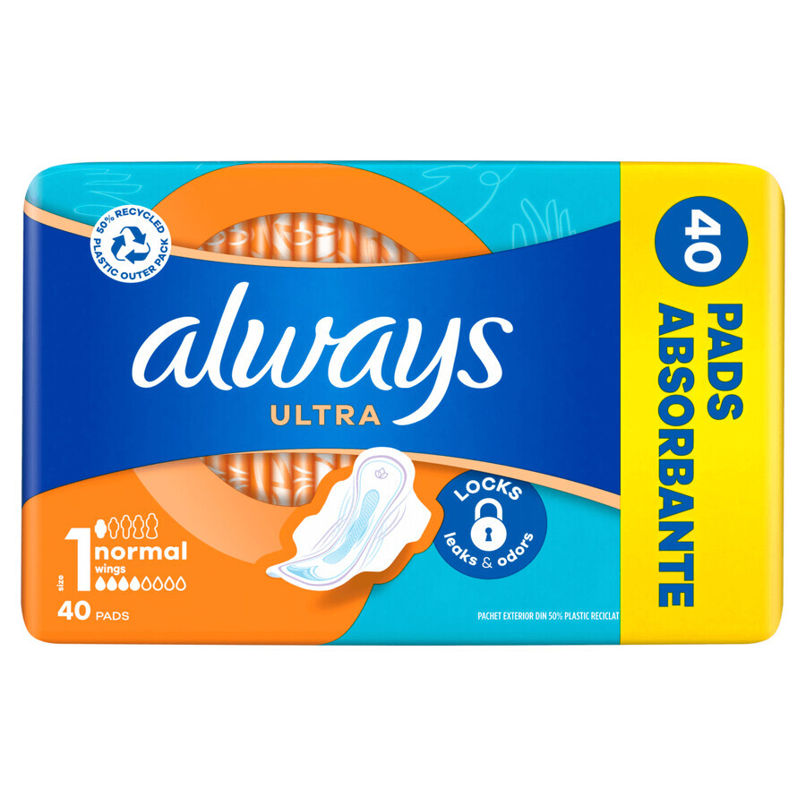 Always Ultra, Damenbinden mit Flügeln, Größe 1, Normal, 40 Stück