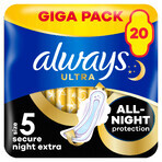 Always Ultra, Damenbinden mit Flügeln, Größe 5, Secure Night Extra, 20 Stück