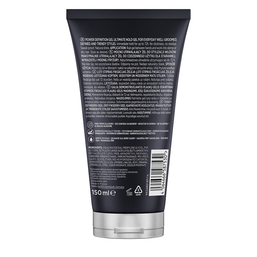 Wella Wellaflex Men, Gel para el cabello, Fijación definitiva, 150 ml