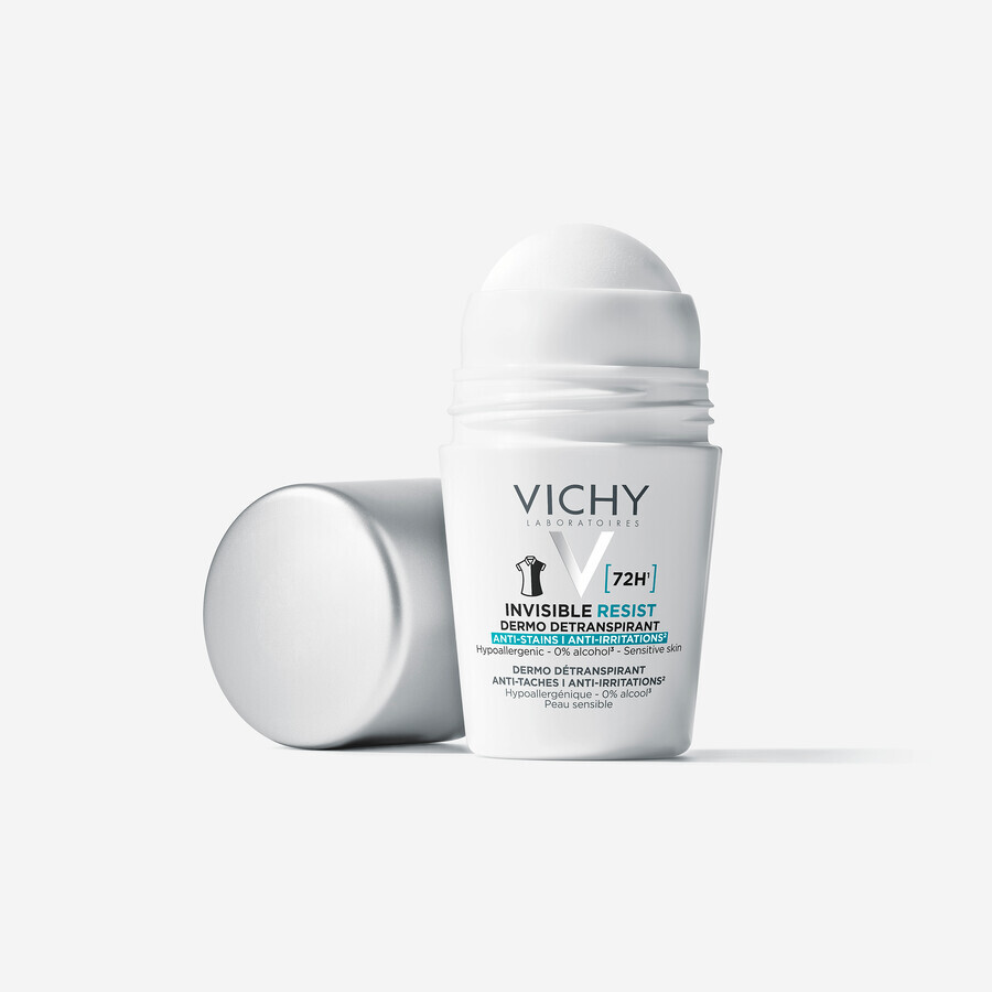 Vichy Invisible Resist, Roll-on Antitranspirant, gegen Flecken auf der Kleidung, 50 ml