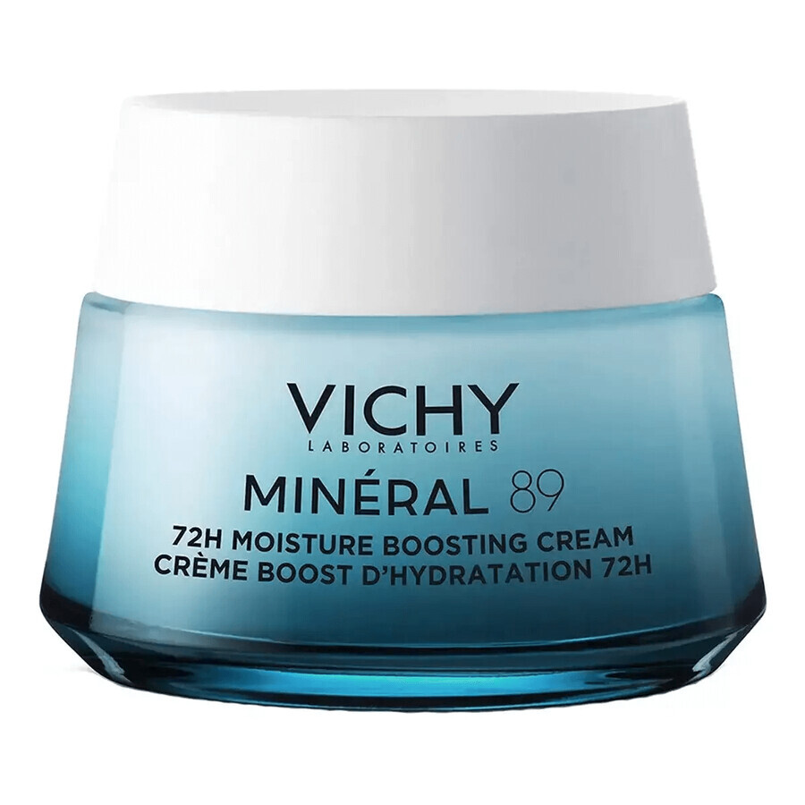 Set Vichy Mineral 89, feuchtigkeitsspendende und revitalisierende Creme, 72h, 50 ml + Capital Soleil UV-Age Daily, Fluid gegen Lichtalterung, SPF 50+, 40 ml + Schminktasche gratis