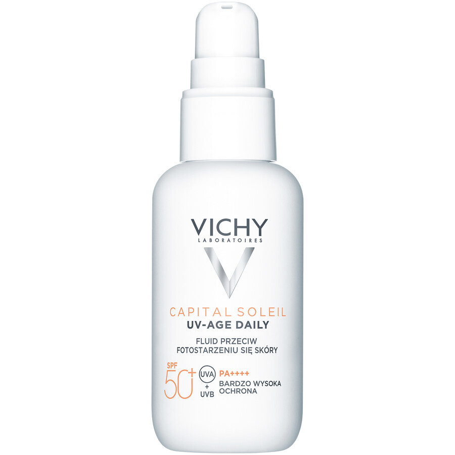 Set Vichy Mineral 89, feuchtigkeitsspendende und revitalisierende Creme, 72h, 50 ml + Capital Soleil UV-Age Daily, Fluid gegen Lichtalterung, SPF 50+, 40 ml + Schminktasche gratis