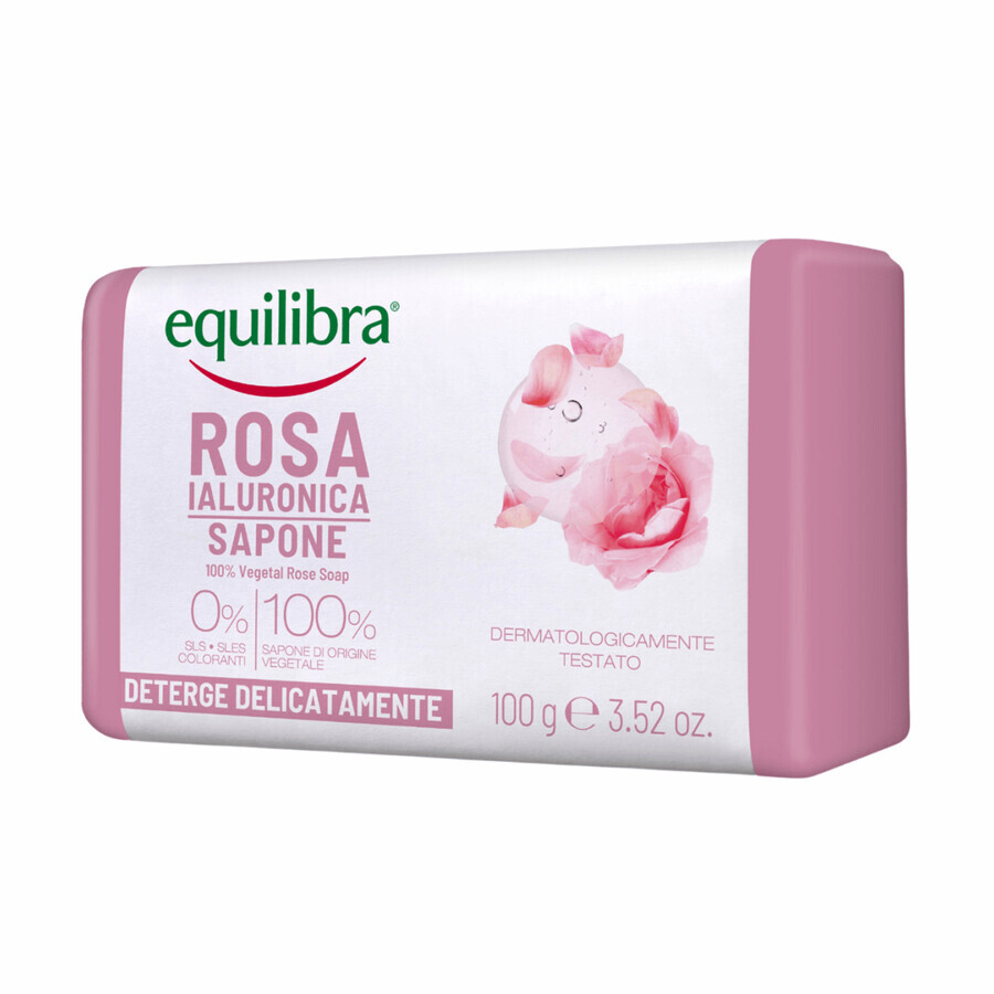 Equilibra Rosa, rose soap with hyaluronic acid, 100 g