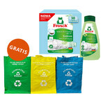 Frosch set, All In 1 vaatwastabletten, soda, 30 stuks + afwasmiddel gel, lime, 650 ml + recycle zakjes, 3 stuks gratis