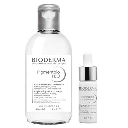 Bioderma Pigmentbio set, concentré facial éclaircissant, avec vitamine C, 15 ml + lotion micellaire éclaircissante, 250 ml