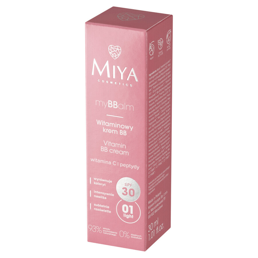 Miya myBBalm, vitamine BB crème, SPF 30, 01 licht, 30 ml