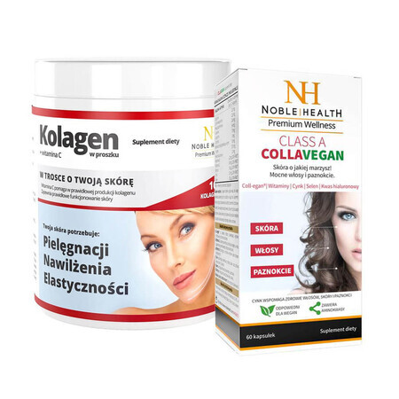 Noble Health Collagen + Vitamin C Set, 100 g + Klasse A CollaVegan, 60 Kapseln