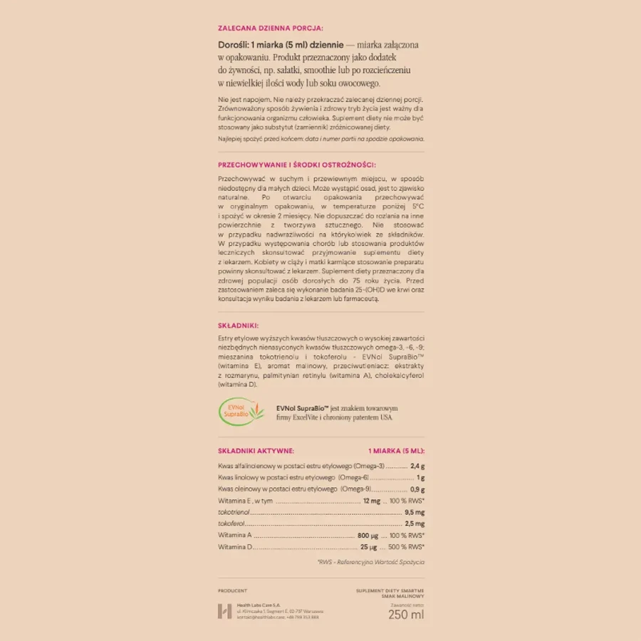 Health Labs SmartMe, raspberry flavor, 250 ml