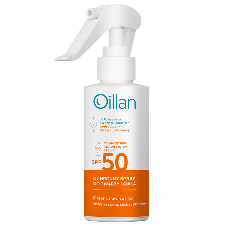 Oillan Sun, Schutzspray für Gesicht und Körper, SPF 50, 125 ml + Strandball gratis