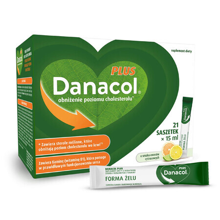 Danacol Plus, oral gel, citrus flavor, 15 ml x 21 sachets