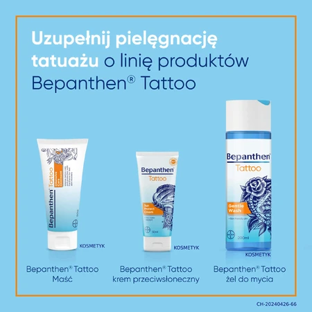 Bepanthen Tattoo, krem przeciwsłoneczny do wytatuowanej skóry, SPF 50+, 50 ml: ceny i cechy