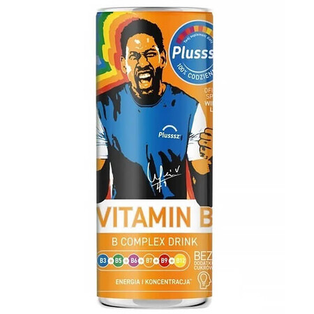 Plusssz Vitamin B Complex Drink, bebida carbonatada, sabor naranja y limón, 250 ml