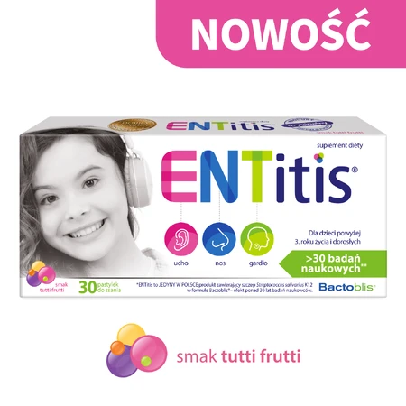 ENTitis für Kinder ab 3 Jahren, Geschmacksrichtung Tutti Frutti, 30 Lutschtabletten