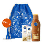 Set Nivea Sun Luminous 630, fluido facial refrescante con protección solar, FPS 50+, 50 ml + loción solar caroteno, FPS 6, 200 ml + bolsa mochila de regalo