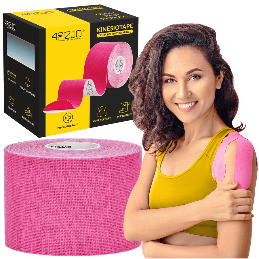 4Fizjo, kinesiotaping tape, pink, 5 cm x 5 m