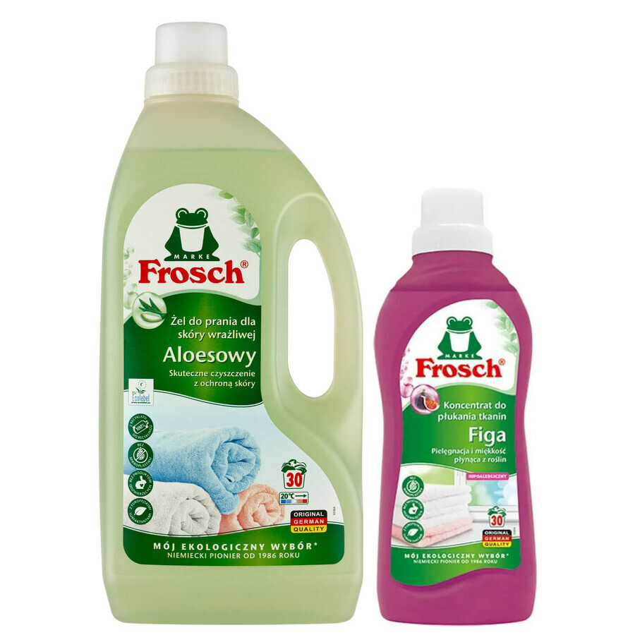 Frosch set, fabric washing gel, aloe vera, 1.5 l + fabric softening concentrate, figs, 750 ml