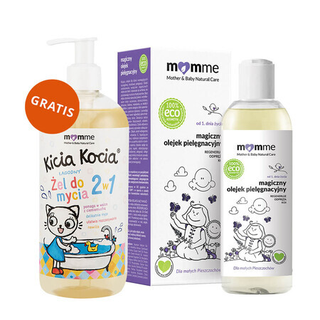 Momme, magisches Pflegeöl, 150 ml + Kitten, sanftes 2-in-1 Waschgel, ab Tag 1, 200 ml gratis