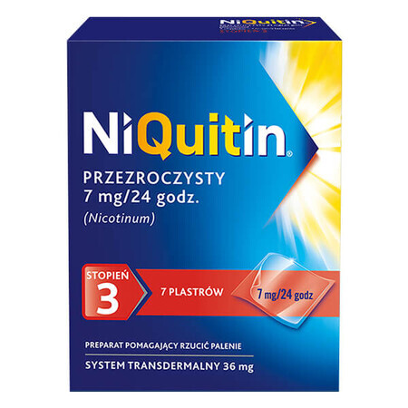 NiQuitin Transparent 7 mg/ 24h, sistema transdermico, cerotto, 7 pezzi 