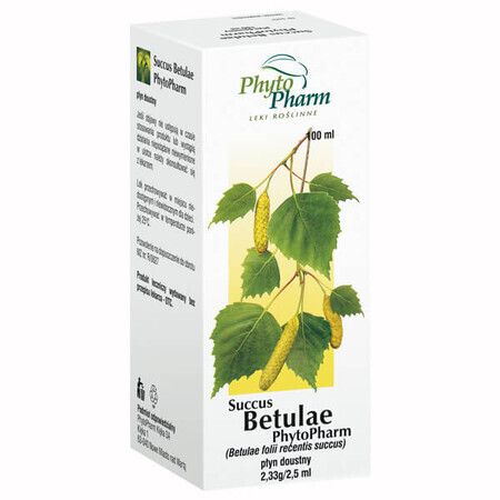 Succus Betulae Phytopharm 2,33 g/ 2,5 ml, lichid oral, 100 ml