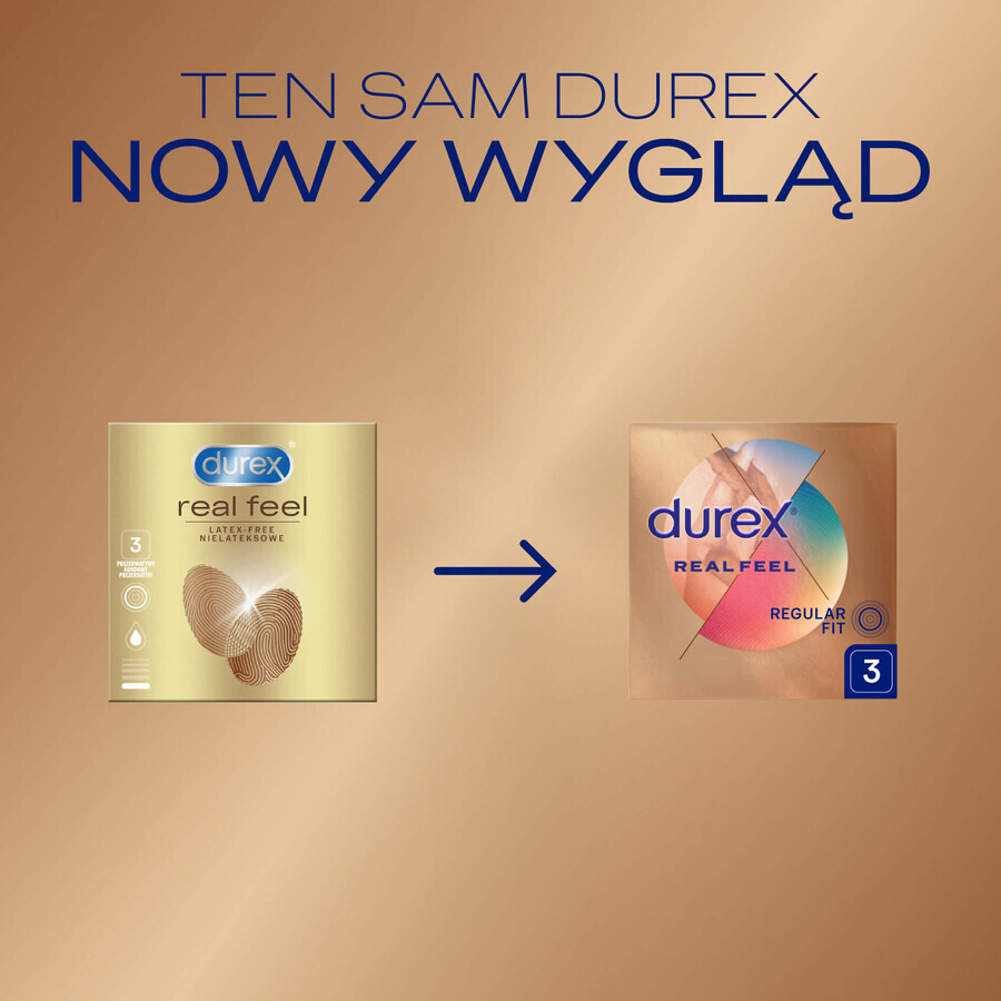 Durex Real Feel, préservatifs lisses sans latex, 3 pièces