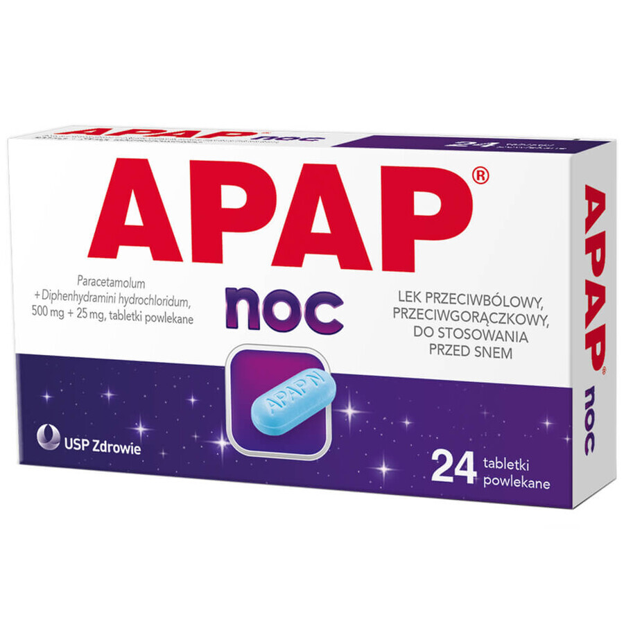 Apap Night 500 mg + 25 mg, 24 Filmtabletten