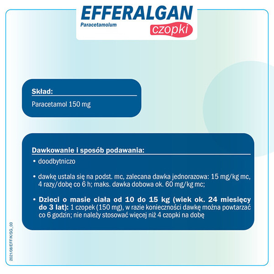 Efferalgan 150 mg, rektale Zäpfchen, 10 Stück