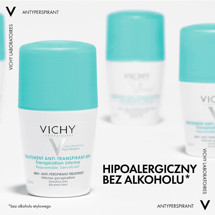 Vichy, Antitranspirant Roll-on, Anti-Transpirant-Behandlung gegen übermäßiges Schwitzen, 48 h, 50 ml