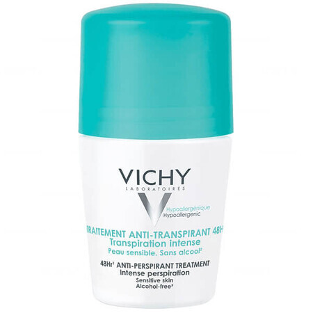 Vichy, Antitranspirant Roll-on, Anti-Transpirant-Behandlung gegen übermäßiges Schwitzen, 48 h, 50 ml